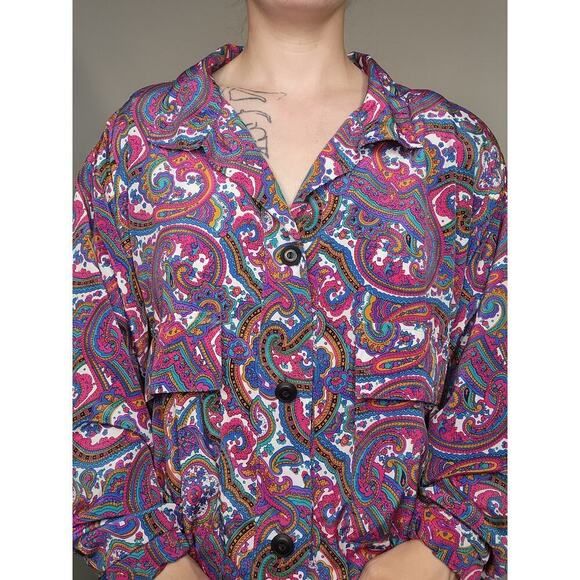 Vtg Funky 80s Colorful Paisley Psychedelic Button Up Jacket Windbreaker Sz Sm` - Picture 6 of 8